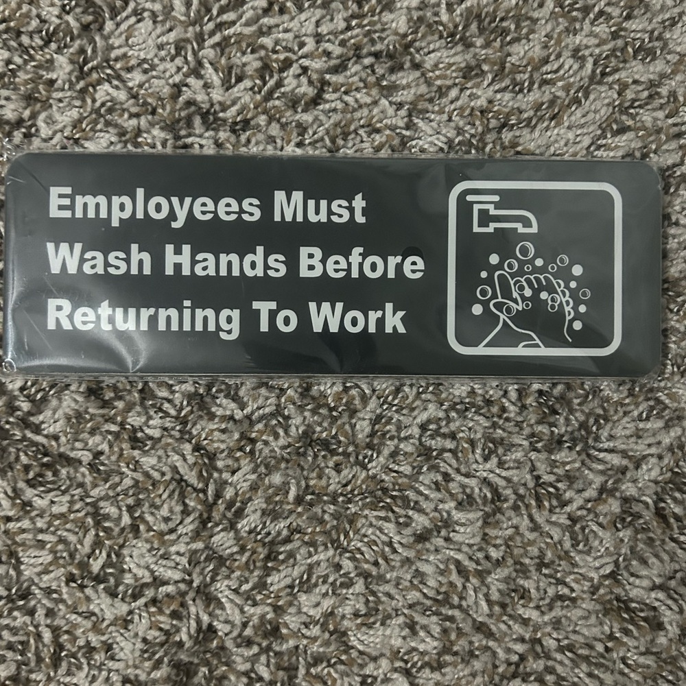 Black and White Employee Handwashing Sign